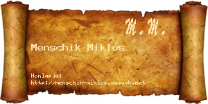 Menschik Miklós névjegykártya